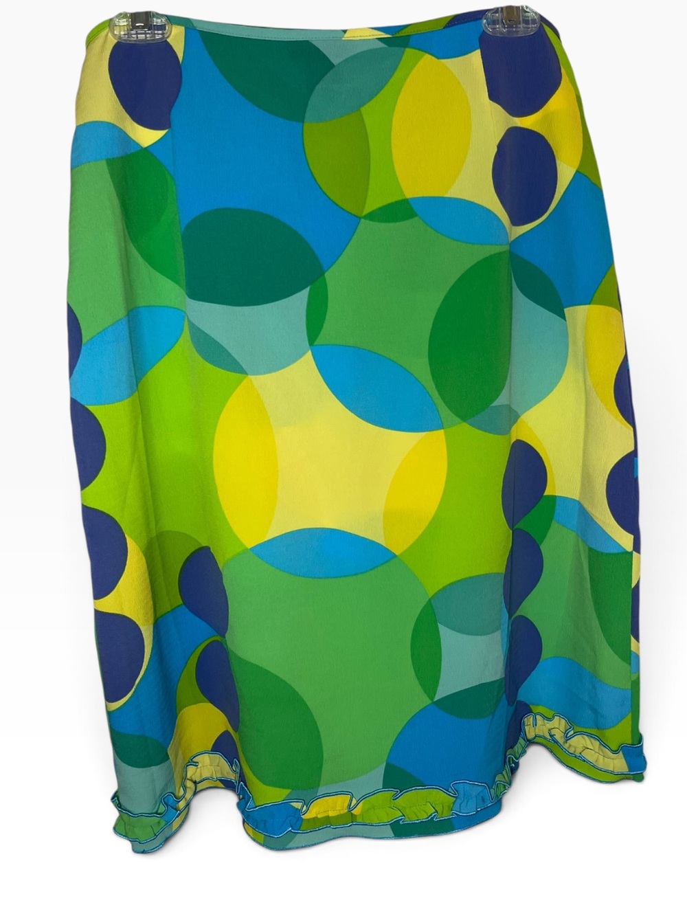 Retro Geometric Dot Chiffon Ruffle Midi Skirt Mod Aesthetic Sz 10 by The Limited